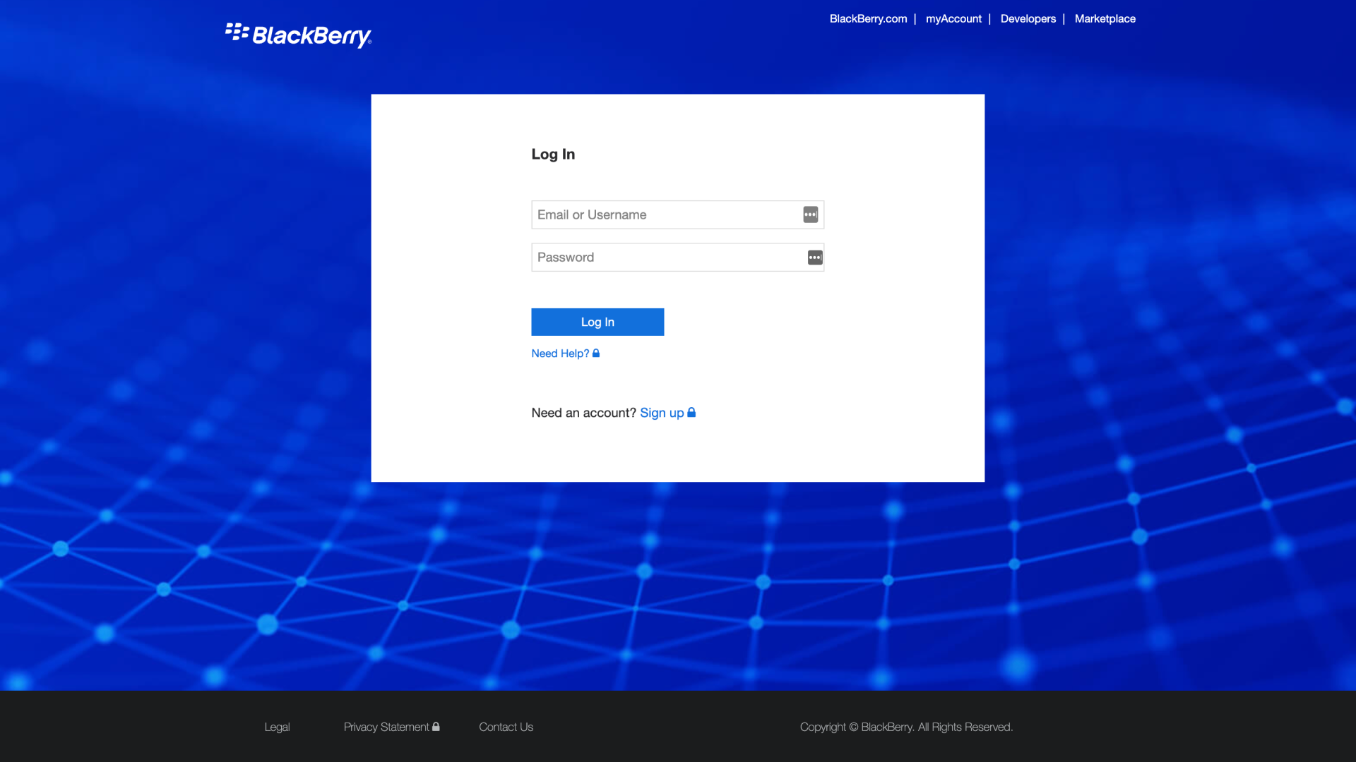 myAccount login screen